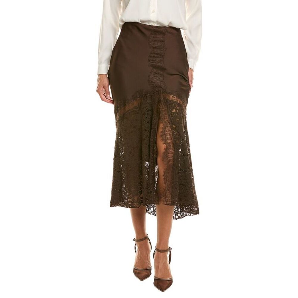 Abbey Womens Midi Skirt, Brown